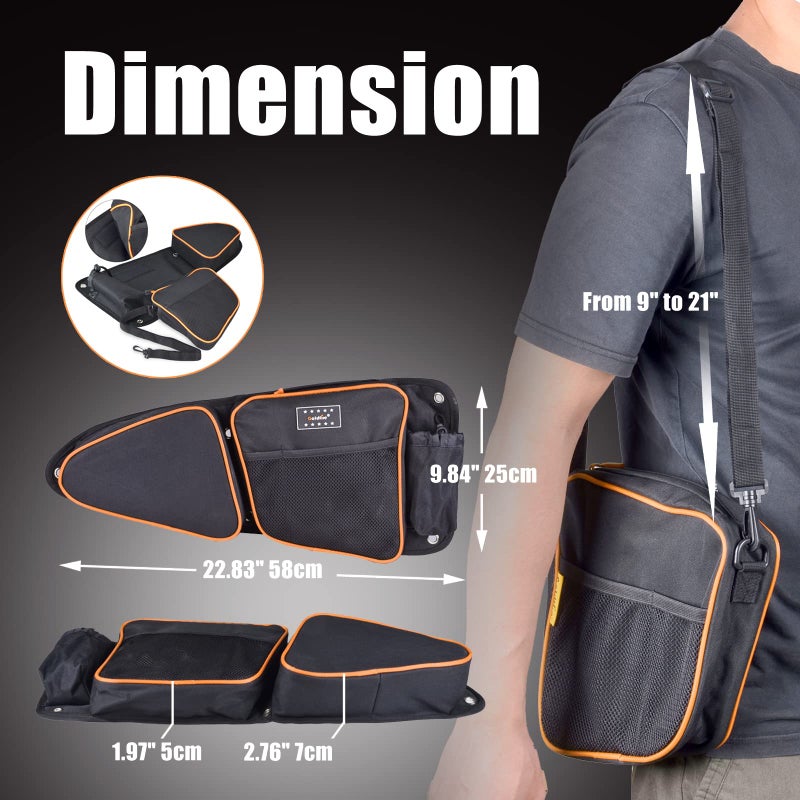 Goldfire RZR XP 1000 Accessories,UTV Door Gear Bags XP Front Door Bags SXS Storage Tool Bag Set w/Knee Pad For 2014-2020 Polaris RZR XP Turbo Turbo S 1000 S900 Accessories(Orange Piping) - Image 5